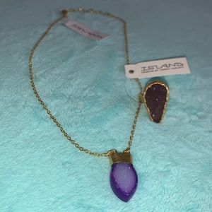 Island Designs Stone Necklace & Ring Bundle